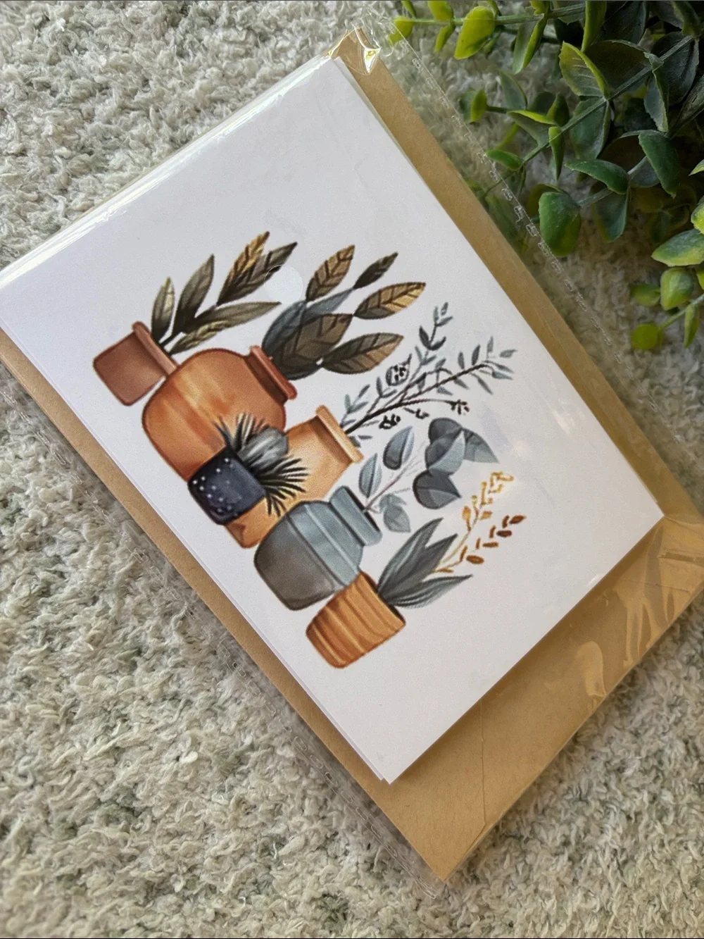 Terra Cotta Potted Plants Tropical Note Cards Blank Inside Set of 6 NWT HC